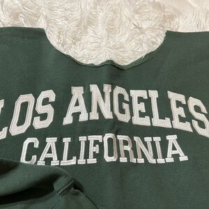 Green Crop Hoodie with White Varsity Text